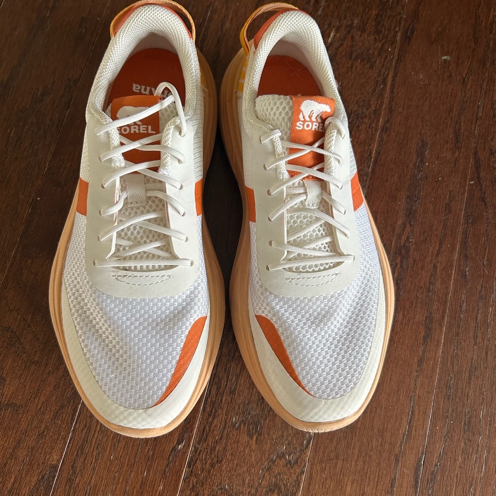 Sorel White and Orange Sneakers with Sporty Design